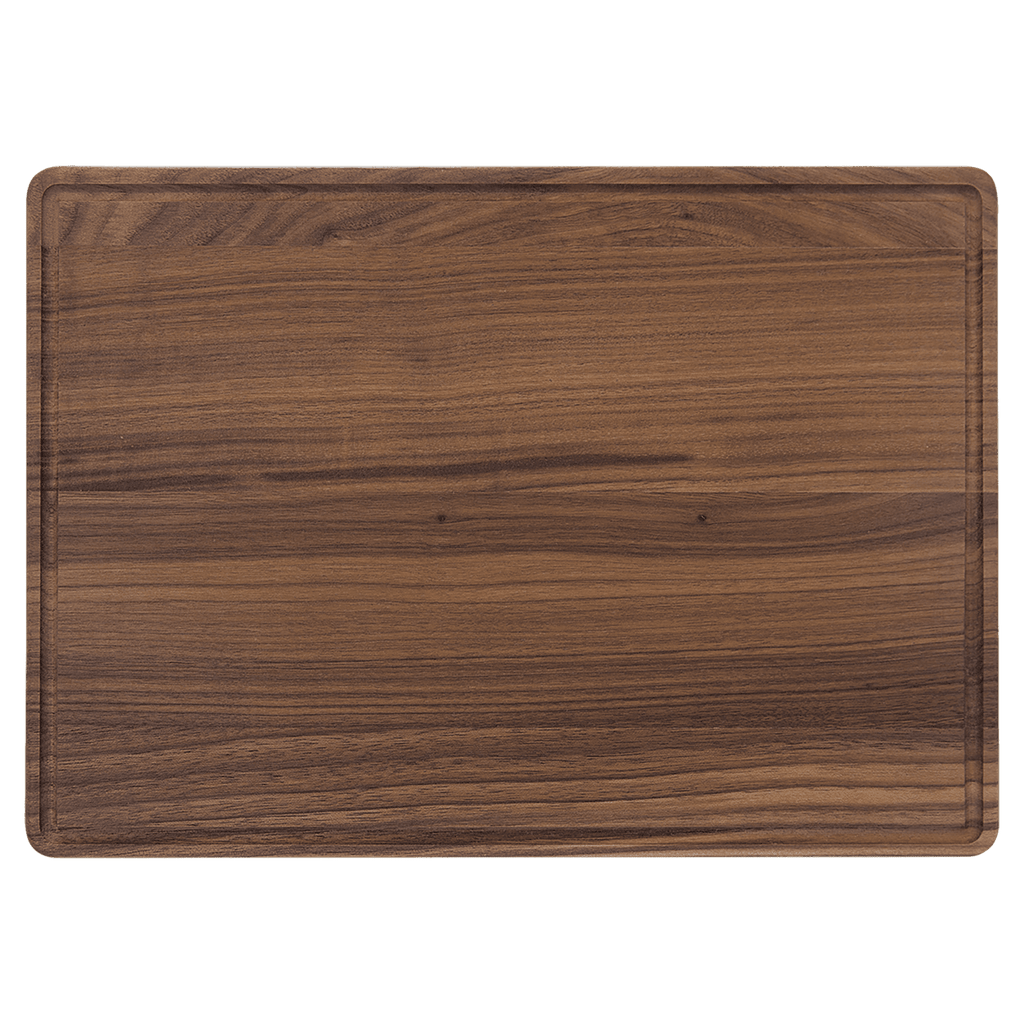Walnut cutting board with juice groove, 13 3/4 by 9 3/4 inches, unengraved