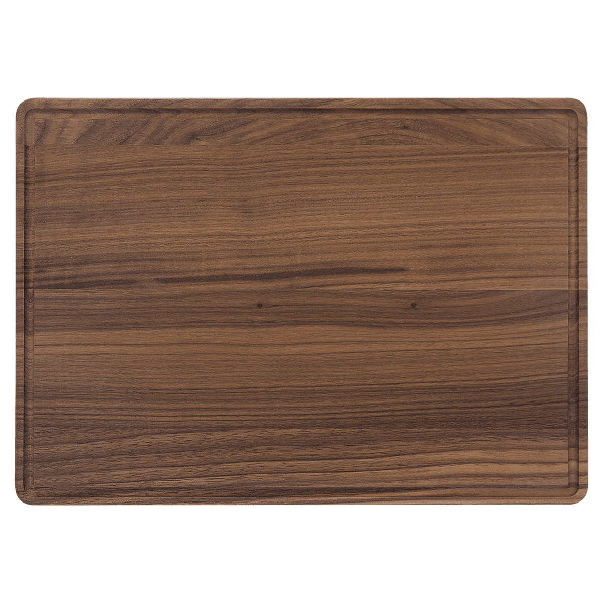 Walnut cutting board with juice groove, 13 3/4 by 9 3/4 inches, unengraved