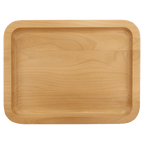 Alder wood serving tray with recessed center, top view, unengraved