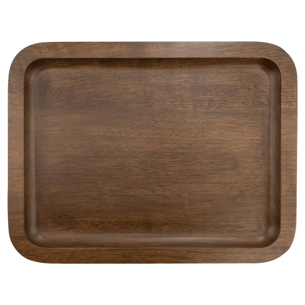Walnut serving tray with recessed center, top view, unengraved