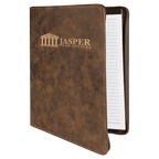 Rustic/Gold leatherette portfolio with zipper and notepad