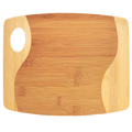 Two-tone bamboo cutting board with handle, 11 by 9 inches, unengraved