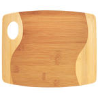 Two-tone bamboo cutting board with handle, 13 3/4 by 11 inches, unengraved
