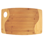 Two-tone bamboo cutting board with handle, 17 3/4 by 11 3/4 inches, unengraved