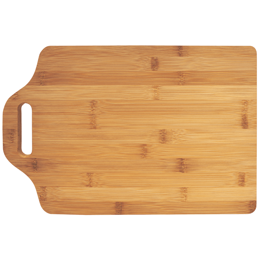Bamboo cutting board with handle, 15 by 10 1/4 inches, unengraved
