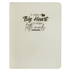 White leatherette portfolio with zipper and notepad