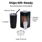 20 oz. Classic Tumbler ships gift ready with silicone straw, leak proof lid, window gift box and care card — custom engraved tumbler by Solano Laser Craft