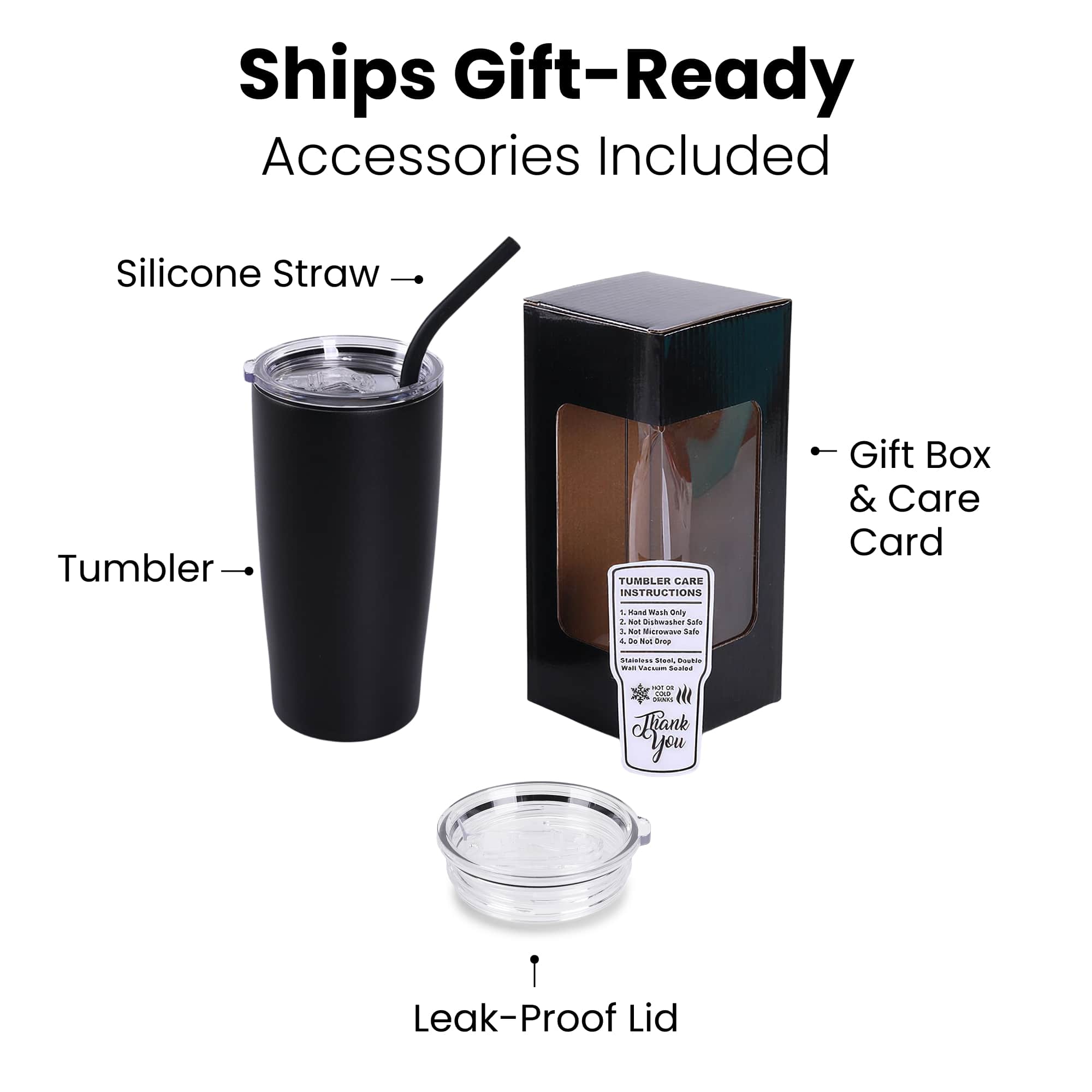 20 oz. Classic Tumbler ships gift ready with silicone straw, leak proof lid, window gift box and care card — custom engraved tumbler by Solano Laser Craft