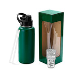 Green 32 oz. insulated water bottle with sport lid and gift box