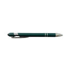 Green soft touch stylus pen with chrome accents and stylus tip