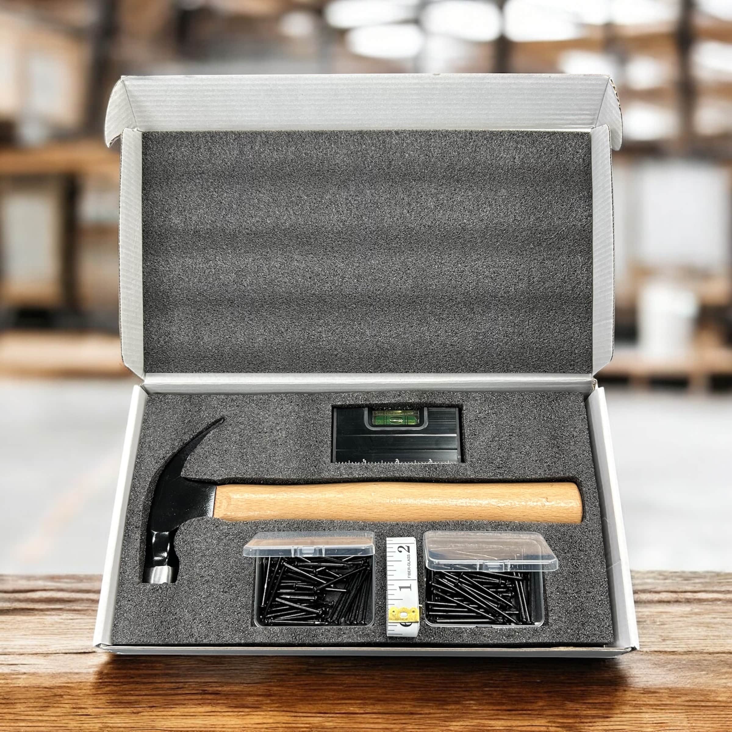 Engraved beech handle detail on the 16 oz. hammer gift set — custom engraved closing gift by Solano Laser Craft