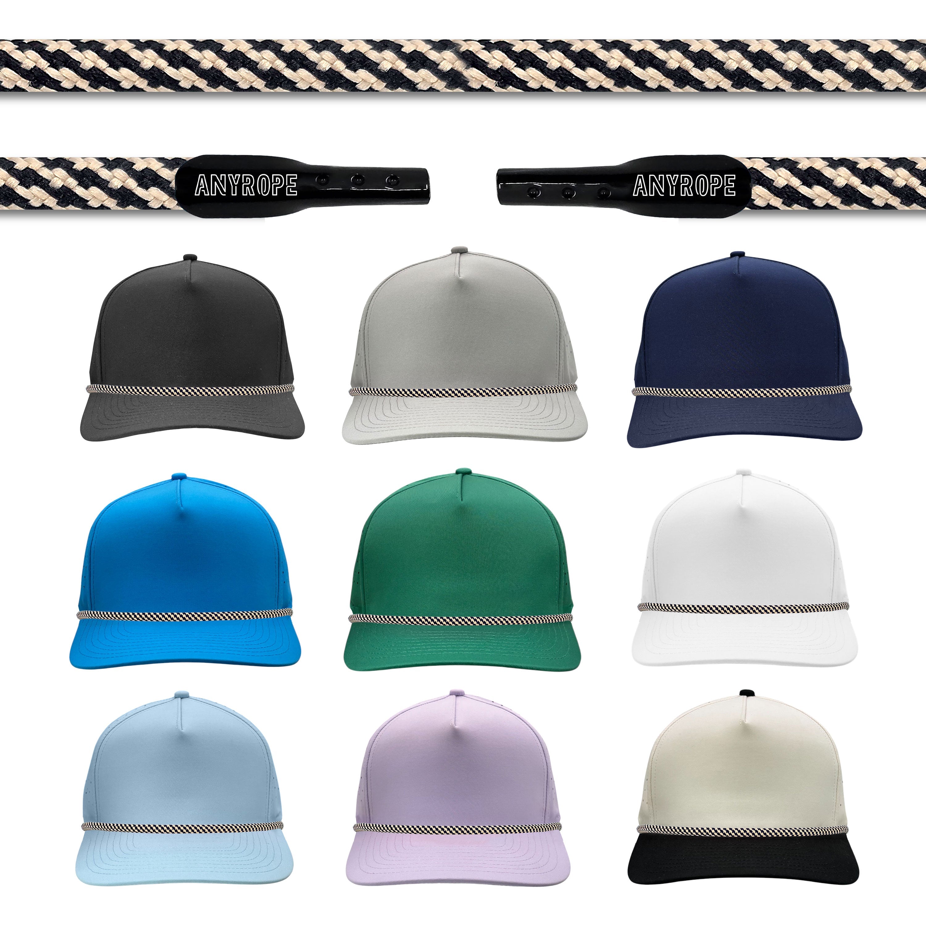 Cookies N' Cream Anyrope interchangeable hat rope — braided snapback rope
