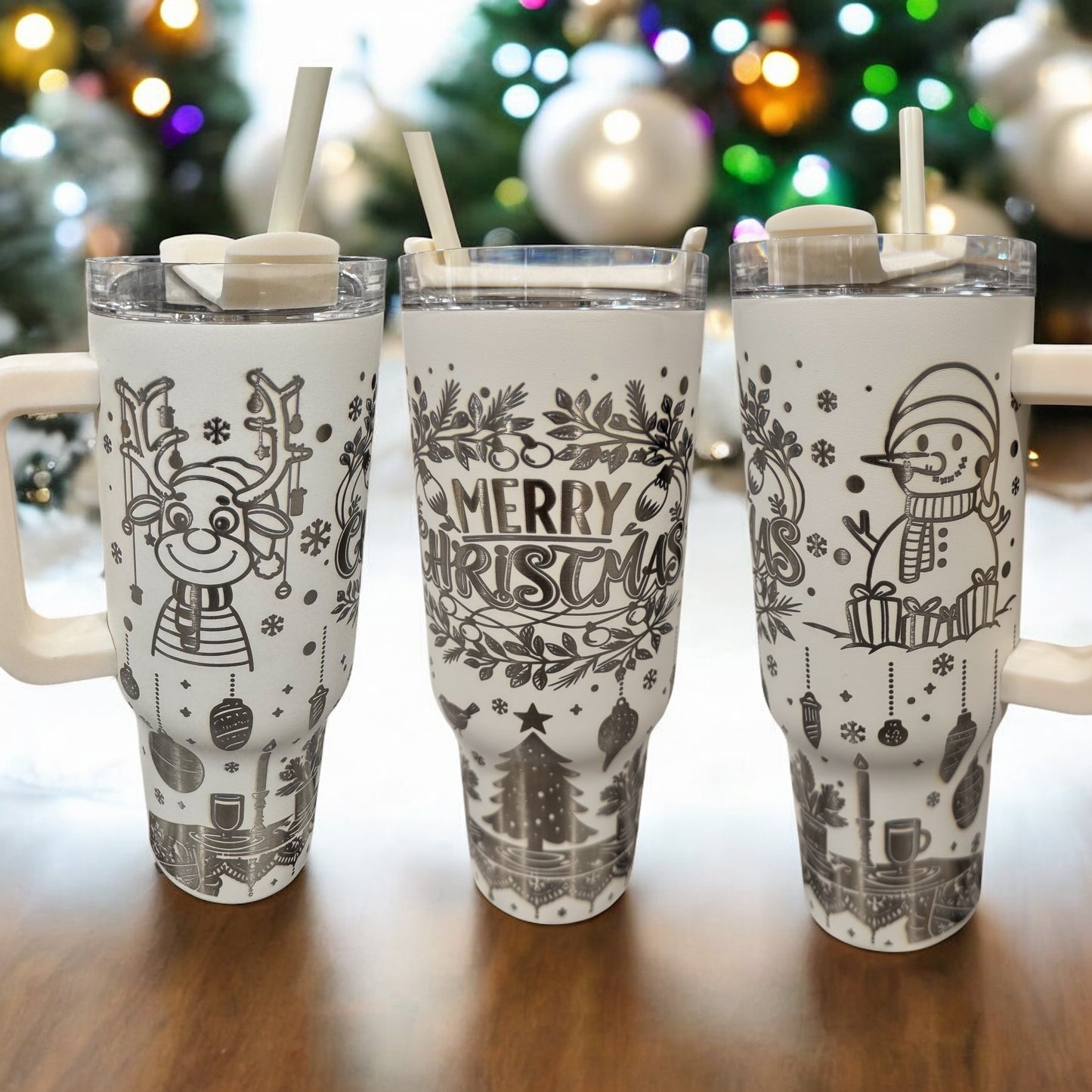 Stanley style 40oz Tumbler - Christmas Wrap