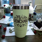 Sage green tumbler engraved Merry Grinchmas