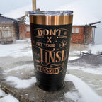Black and rose gold tumbler engraved Don't Get Your Tinsel in a Tangle