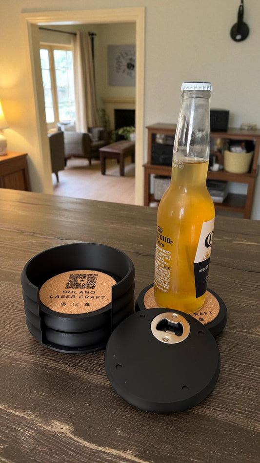 Coaster Set with Custom Cork insert