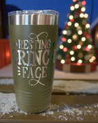 Olive green tumbler engraved Resting Grinch Face