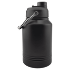 Matte black 64 oz. insulated water jug from the side, carry handle folded down