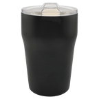 Black 13 oz. ceramic-lined stackable tumbler with clear slider lid