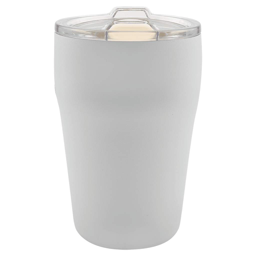 White 13 oz. ceramic-lined stackable tumbler with clear slider lid