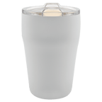 White 13 oz. ceramic-lined stackable tumbler with clear slider lid
