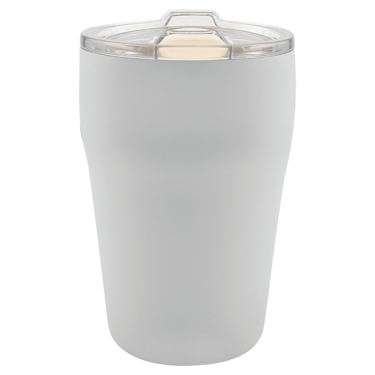 White 13 oz. ceramic-lined stackable tumbler with clear slider lid