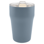 Dusty blue 13 oz. ceramic-lined stackable tumbler with clear slider lid
