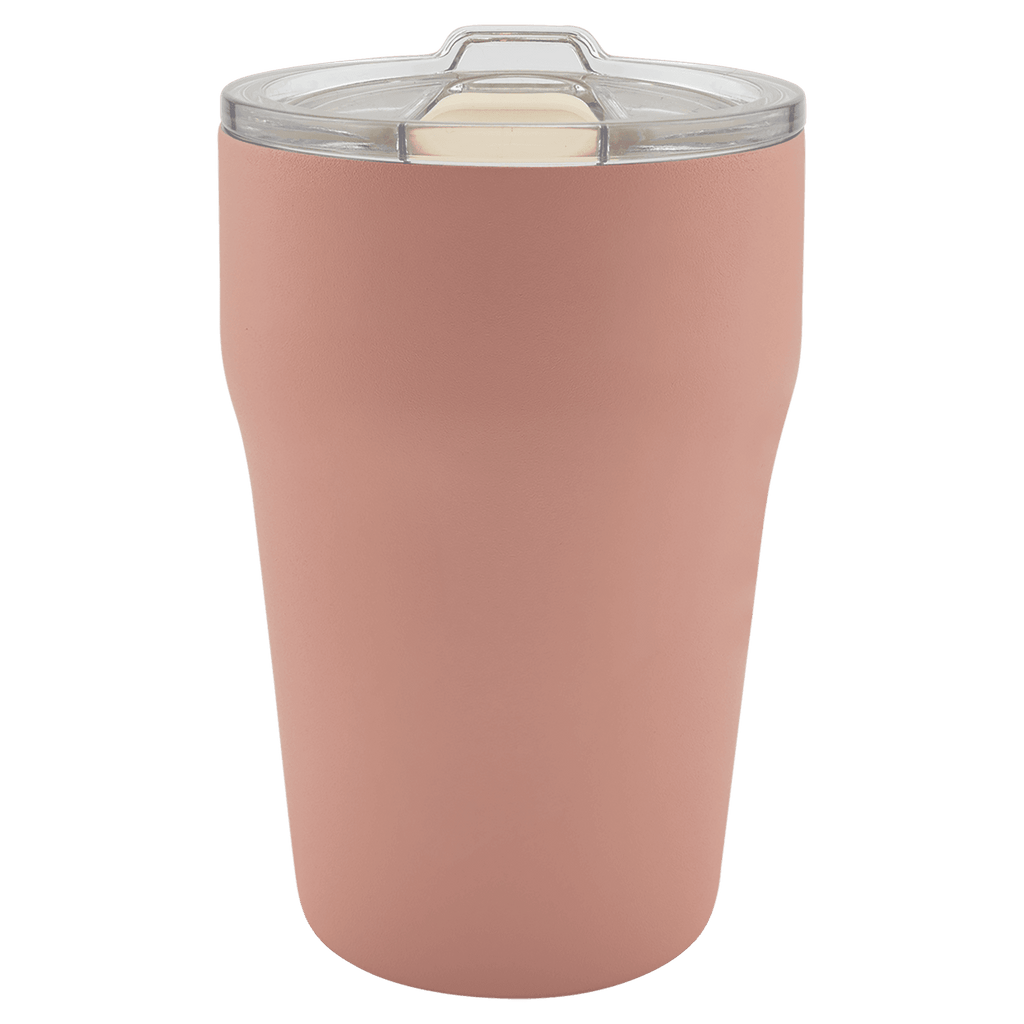 Dusty rose 13 oz. ceramic-lined stackable tumbler with clear slider lid