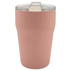 Dusty rose 13 oz. ceramic-lined stackable tumbler with clear slider lid
