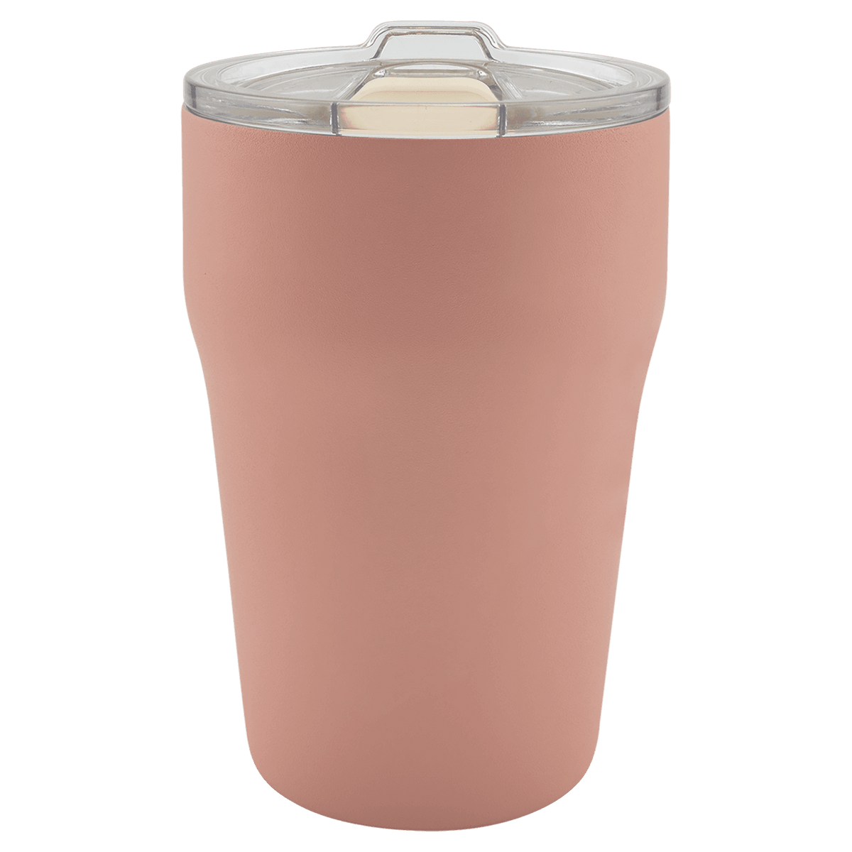 Dusty rose 13 oz. ceramic-lined stackable tumbler with clear slider lid