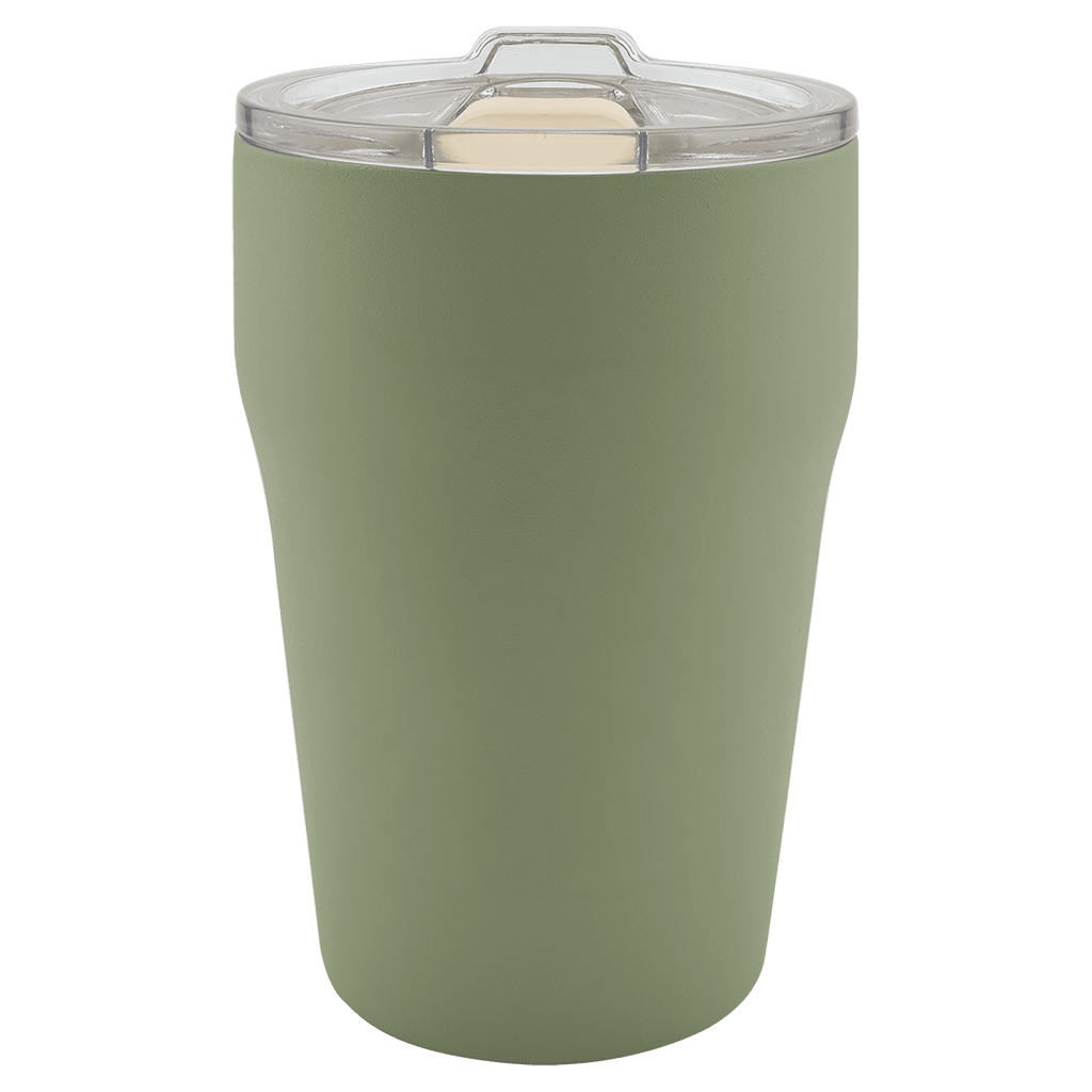 Summer sage green 13 oz. ceramic-lined stackable tumbler with clear slider lid