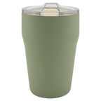 Summer sage green 13 oz. ceramic-lined stackable tumbler with clear slider lid