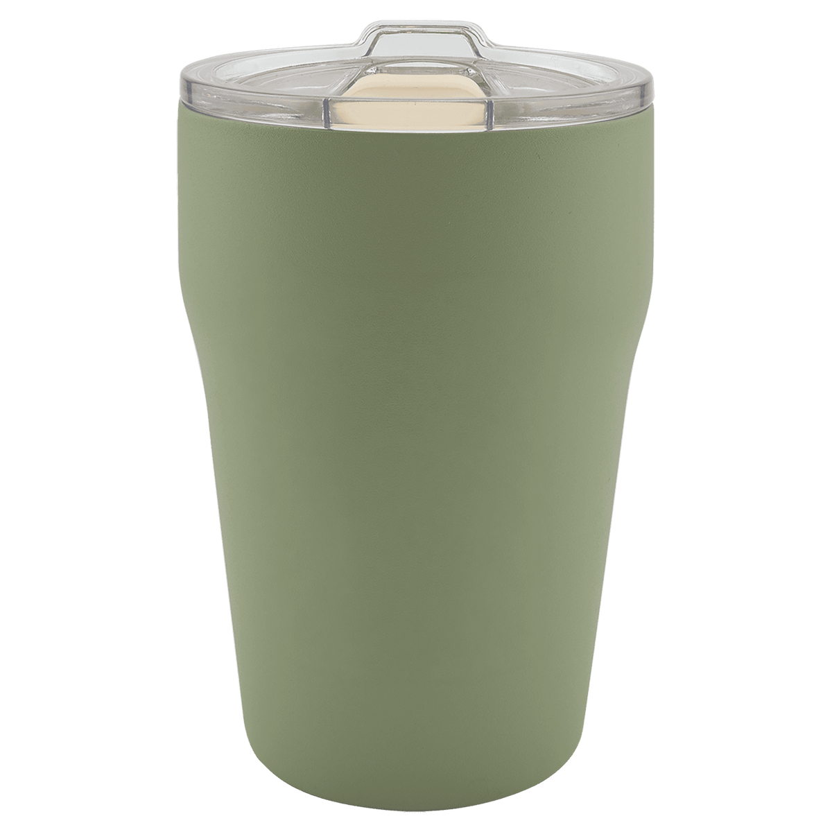 Summer sage green 13 oz. ceramic-lined stackable tumbler with clear slider lid