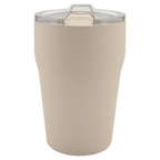Warm sand 13 oz. ceramic-lined stackable tumbler with clear slider lid