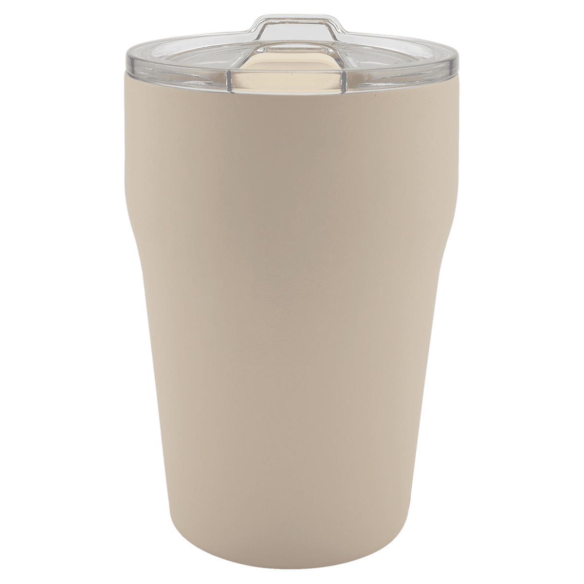 Warm sand 13 oz. ceramic-lined stackable tumbler with clear slider lid
