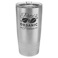 Brushed stainless steel 20 oz. ringneck tumbler with a clear slider lid, shown with a sample engraving