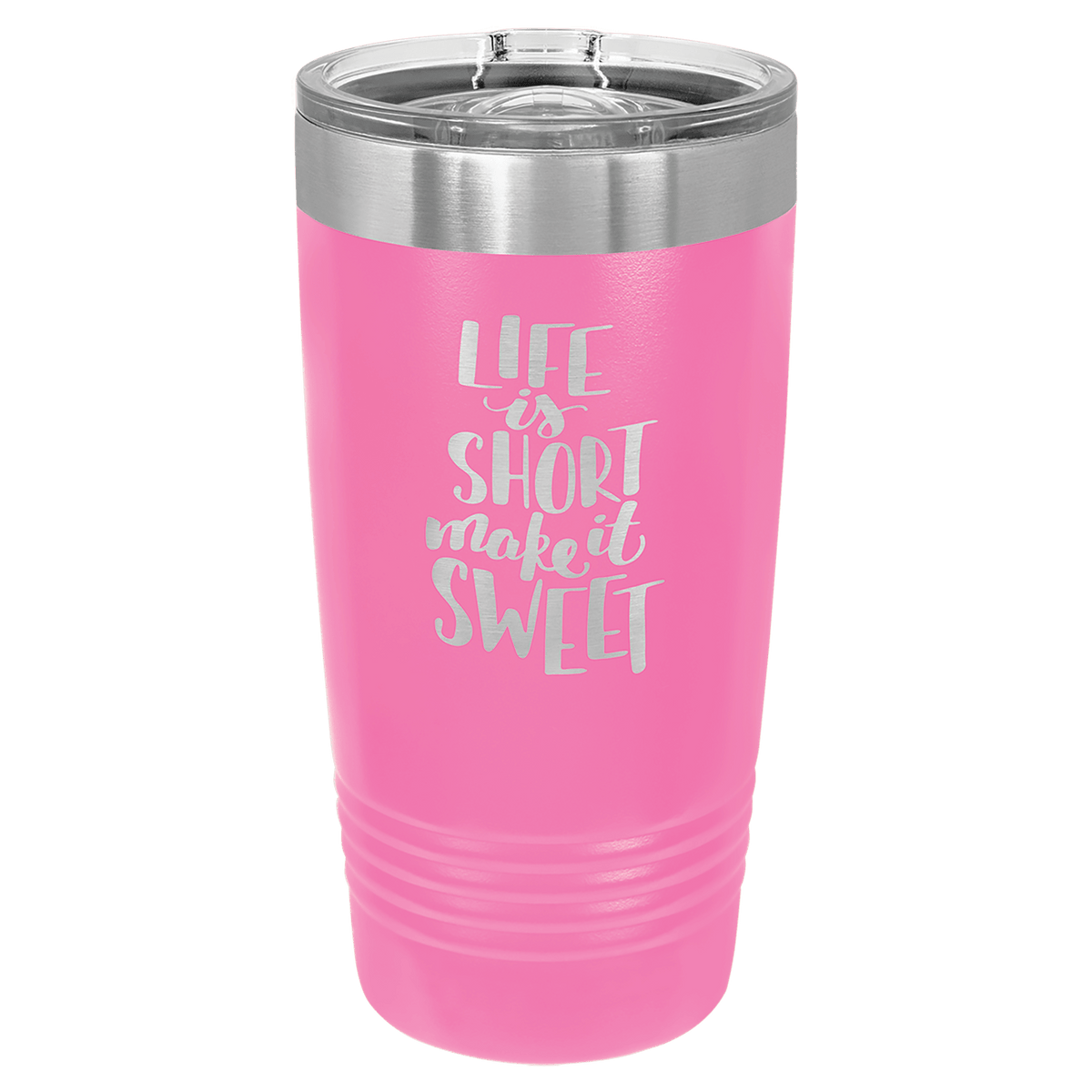 Pink 20 oz. ringneck tumbler with clear slider lid