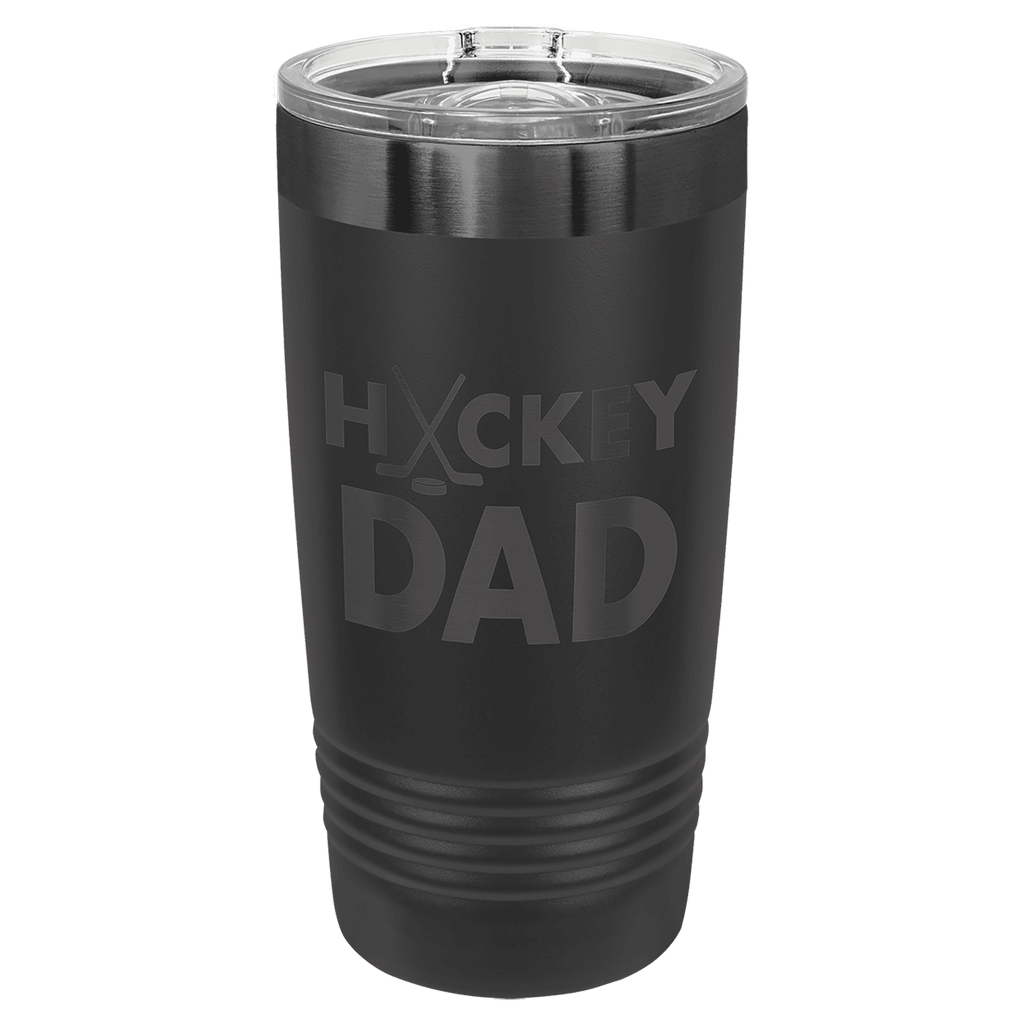 Black 20 oz. ringneck tumbler with a ghost black plated ring and clear slider lid