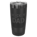 Black 20 oz. ringneck tumbler with a ghost black plated ring and clear slider lid