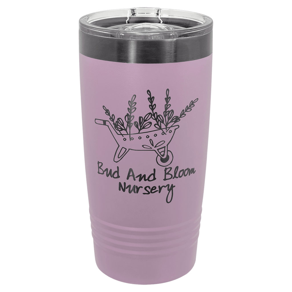 Moody lilac 20 oz. ringneck tumbler with a ghost black plated ring and clear slider lid