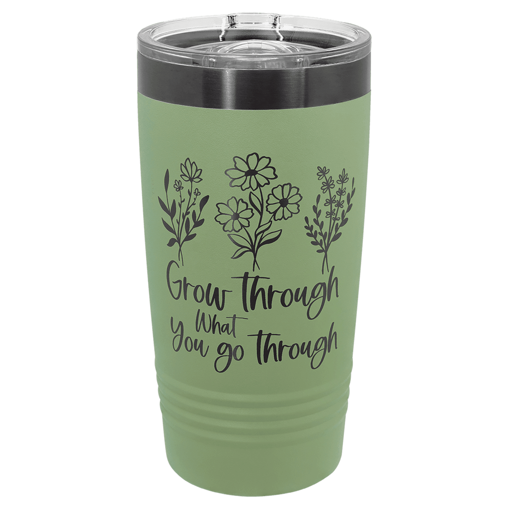 Summer sage 20 oz. ringneck tumbler with a ghost black plated ring and clear slider lid