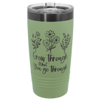 Summer sage 20 oz. ringneck tumbler with a ghost black plated ring and clear slider lid