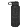 Black 32 oz. insulated water bottle with a ghost black plated band and flip-top straw lid