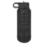 Black 32 oz. insulated water bottle with a ghost black plated band and flip-top straw lid