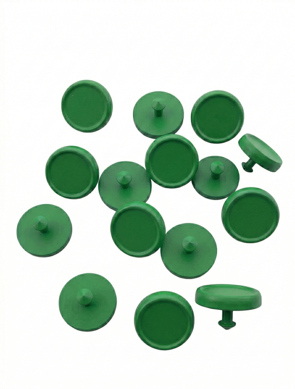 Green golf club grip markers, a set of fourteen
