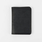 Black leatherette passport wallet, closed front view