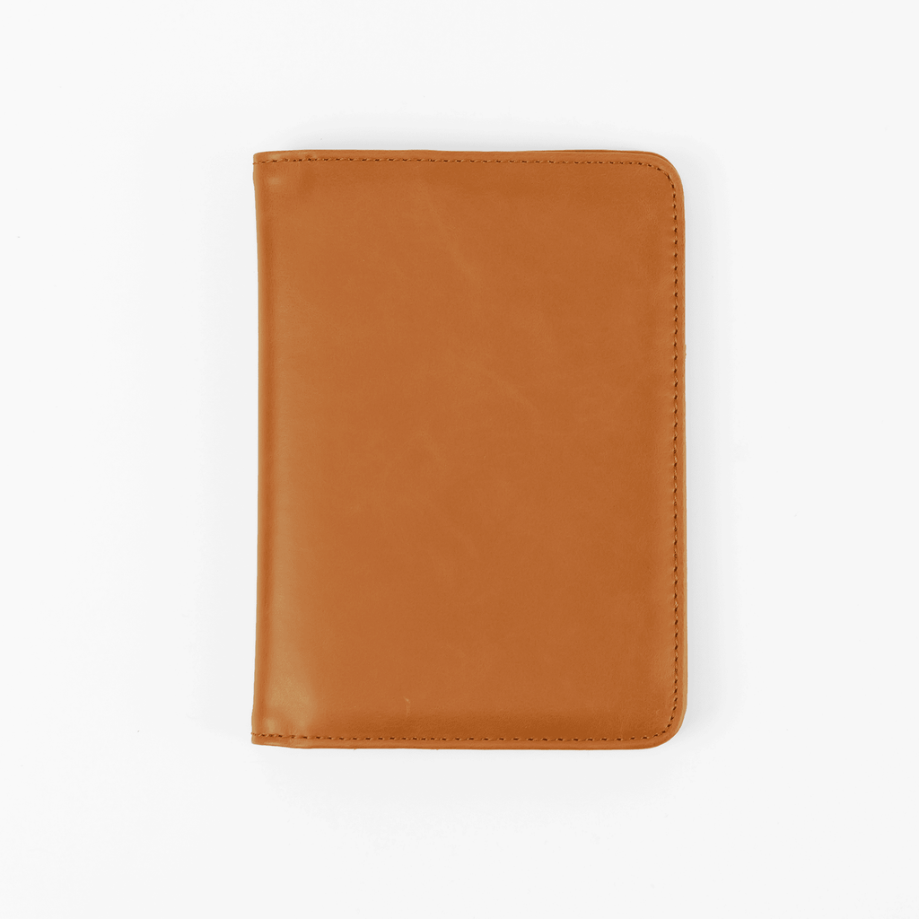 Rawhide leatherette passport wallet, closed front view