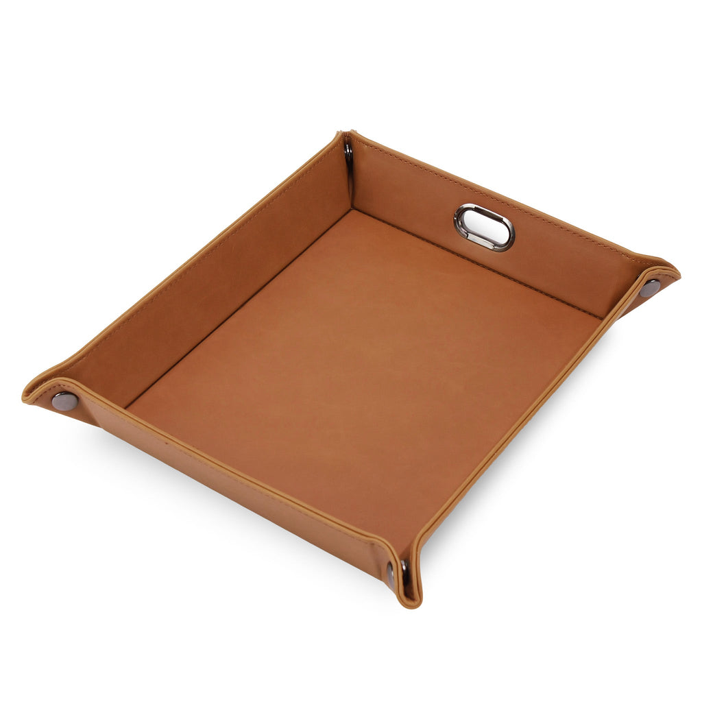 Rawhide leatherette dump tray assembled with gunmetal corner snaps