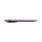 Lavender soft touch stylus pen with chrome accents and stylus tip