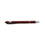 Maroon soft touch stylus pen with chrome accents and stylus tip